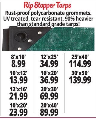Ocean State Job Lot Rip stop tarps offer