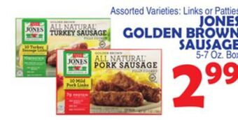 Bravo Supermarkets Jones golden brown sausage offer