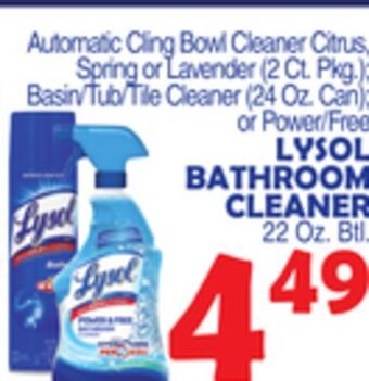 Bravo Supermarkets Lysol bathroom cleaner 22 oz. btl offer