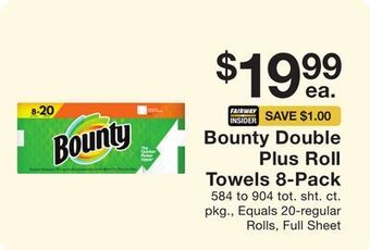 Fairway Store Market Bounty double plus roll towels 8-pack offer