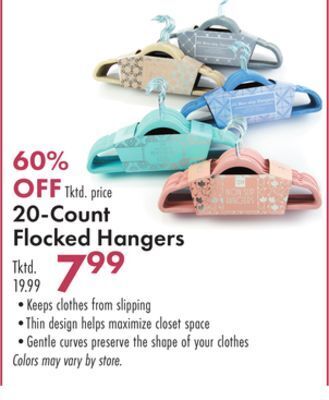Boscov's 20-count flocked hangers offer