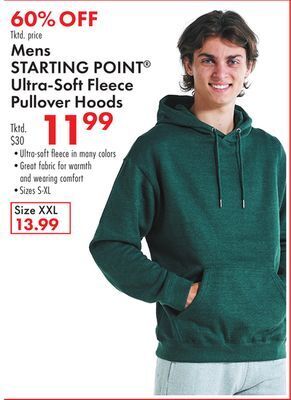 Boscov's Mens starting point ultra-soft fleece pullover hoods offer