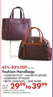 Boscov's Fashion handbags offer
