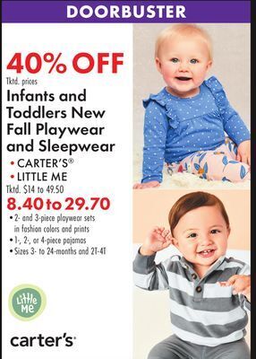 Boscov's Infants and toddlers new fall playwear and sleepwear offer