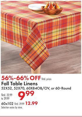 Boscov's Fall table linens offer
