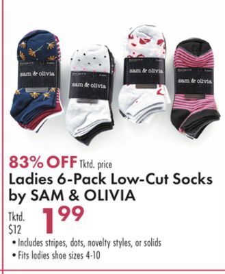 Boscov's Ladies 6-pack low-cut socks offer
