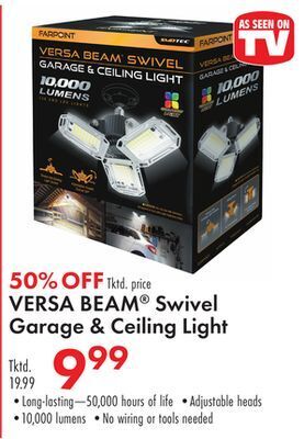 Boscov's Versa beam swivel garage & ceiling light offer