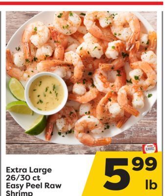 Weis Markets Extra large 26/30 ct easy peel raw shrimp offer