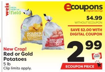 Weis Markets Red or gold potatoes offer