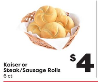 Weis Markets Kaiser or steak/sausage rolls offer