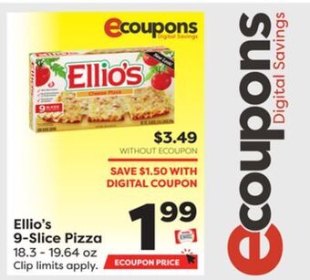 Weis Markets Ellio's 9-slice pizza offer