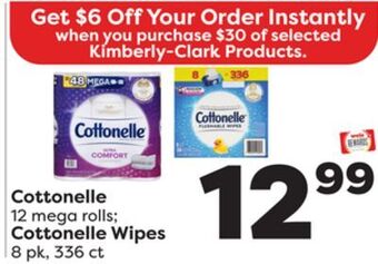 Weis Markets Cottonelle 12 mega rolls cottonelle wipes 8 pk, 336 ct offer