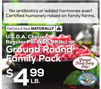 DeCicco & Sons Ground round family pack offer