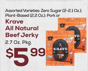 DeCicco & Sons Krave all natural beef jerky 2.7 oz. pkg offer