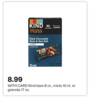 CVS Kind bars 6 ct., minis 10 ct. or granola 17 oz offer