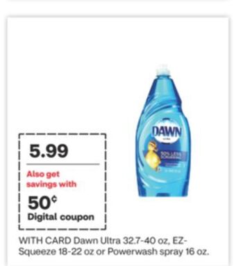 CVS Dawn ultra 32.7-40 oz, ez-squeeze 18-22 oz or powerwash spray 16 oz offer