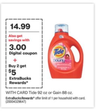 CVS Tide 92 oz or gain 88 oz offer