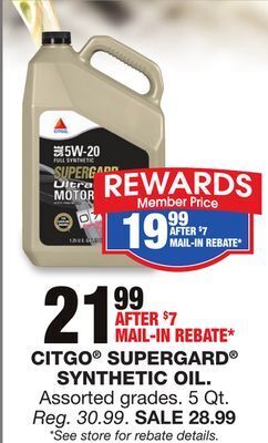 Blain's Farm & Fleet Citgo supergard synthetic oil offer
