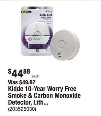 The Home Depot Kidde 10-year worry free smoke & carbon monoxide detector, lithium battery powered with photoelectric sensor offer