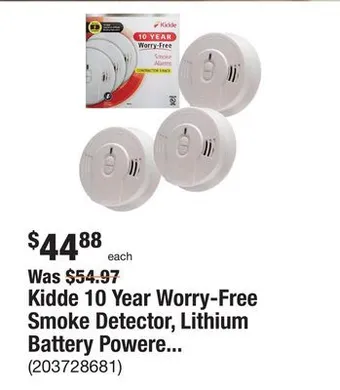 The Home Depot Kidde 10 year worry-free smoke detector, lithium battery powered, smoke alarm, 3-pack offer