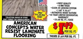 Ollie's American concepts water resist laminate flooring offer