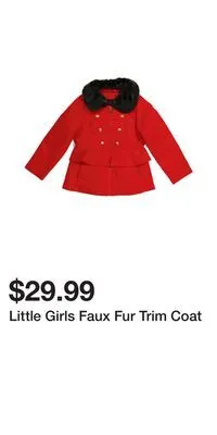 TJ Maxx Little girls faux fur trim coat offer