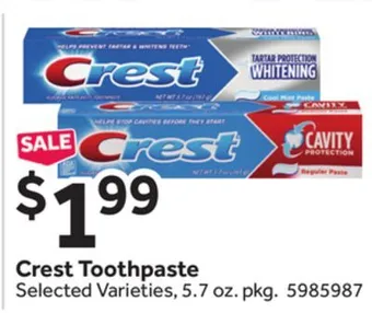 Stop&Shop Crest toothpaste offer
