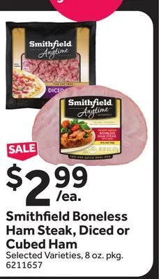 Stop&Shop Smithfield boneless ham steak, diced or cubed ham offer