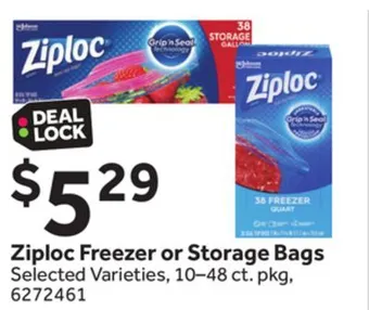 Stop&Shop Ziploc freezer or storage bags offer