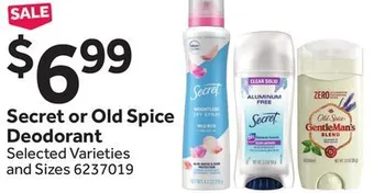 Stop&Shop Secret or old spice deodorant offer
