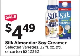 Stop&Shop Silk almond or soy creamer offer