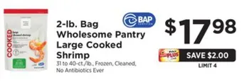 ShopRite 2-lb. bag wholesome pantry large cooked shrimp offer