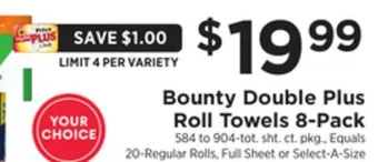 ShopRite Double plus roll towels 8-pack offer