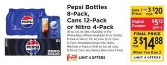 ShopRite Pepsi bottles 8-pack, cans 12-pack or nitro 4-pack offer