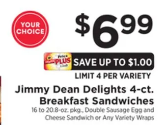 ShopRite Delights 4-ct. breakfast sandwiches offer