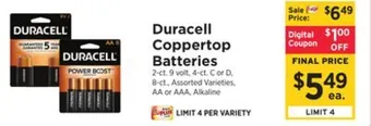 ShopRite Coppertop batteries offer