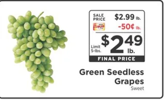 ShopRite Green seedless grapes offer