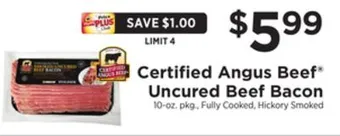 ShopRite Uncured beef bacon offer