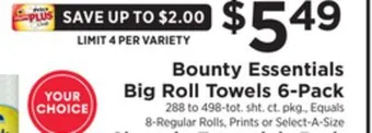 ShopRite Essentials big roll towels 6-pack offer