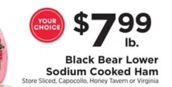 ShopRite Lower sodium cooked ham offer