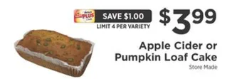 ShopRite Apple cider or pumpkin loaf cake offer