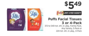 ShopRite Facial tissues 3 or 4-pack offer
