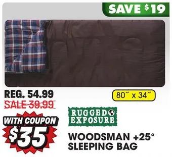 Big 5 Rugged exposure woodsman +25° sleeping bag offer