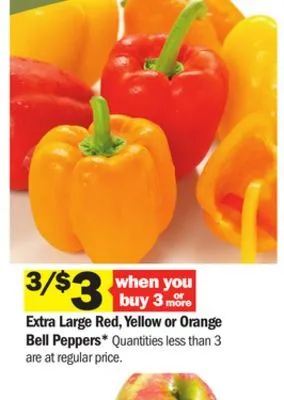 Meijer Extra large red, yellow or orange bell peppers offer