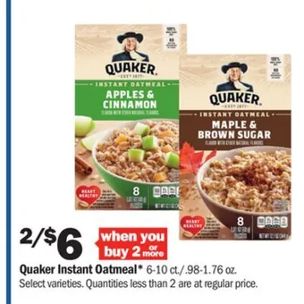 Meijer Quaker instant oatmeal offer