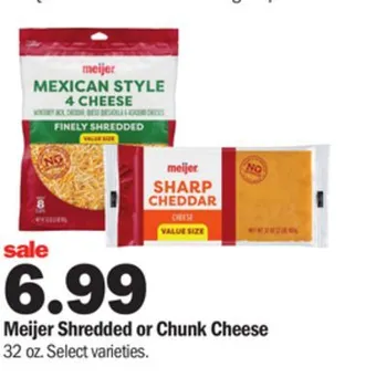 Meijer Meijer shredded or chunk cheese offer