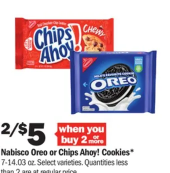 Meijer Nabisco oreo or chips ahoy! cookies offer