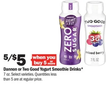 Meijer Dannon or two good yogurt smoothie drinks offer