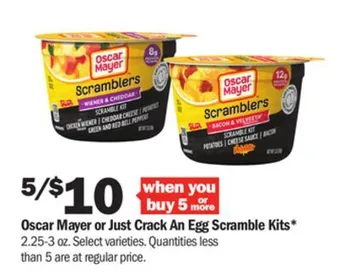 Meijer Oscar mayer or just crack an egg scramble kits offer