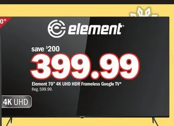 Meijer Element 70 4k uhd hdr frameless google tv offer